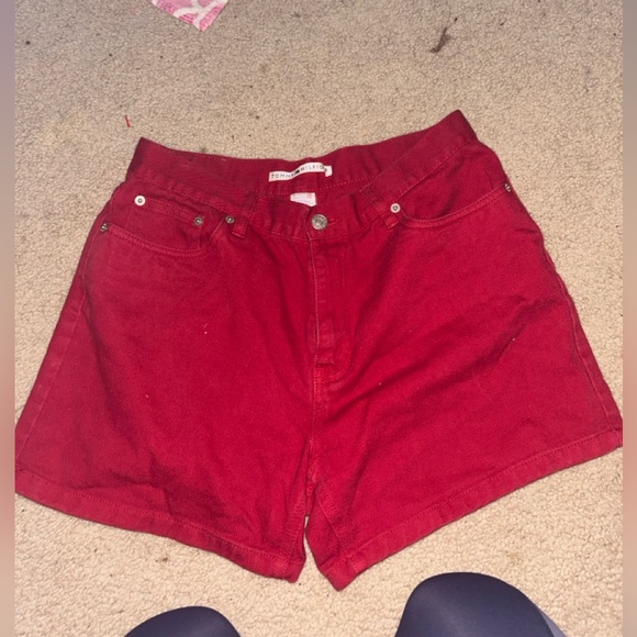 Tommy Hilfiger Red Jean Shorts - Picture 1 of 4